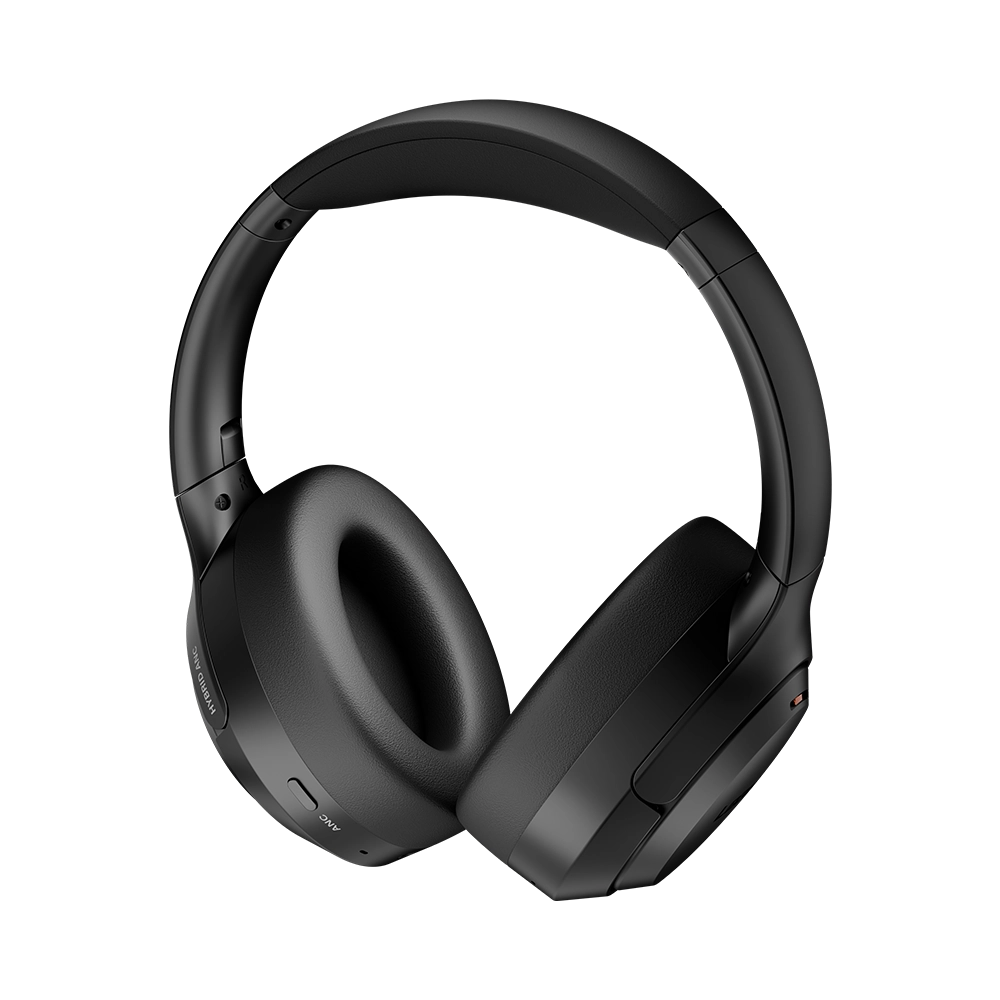Login L-299 Wireless Headphone Hybrid ANC with noise isolating mic, sleek black design.