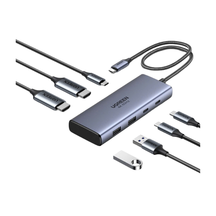 45379 "USB-C to 2*USB-A 3.2+2*USB-C 3.2+2*HDMI+PD port Converter USB-A&C 10Gbps + 4K@60Hz & 2*HDMI with PD USB-A&C 10Gbps + 4K@60Hz & 2*HDMI with PD"