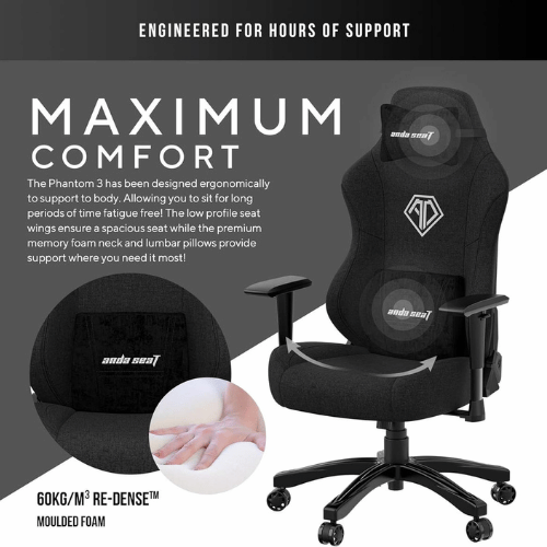 Anda Seat Phantom 3 Fabric Gaming Chairs for Adults - Large Wide Seat Gaming Chair