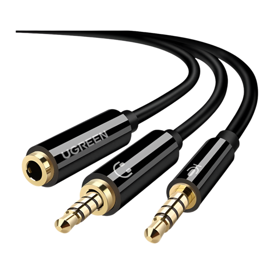 20899 UGREEN 3.5mm Female to 2 Male Audio Cable Aluminum Case (Black)