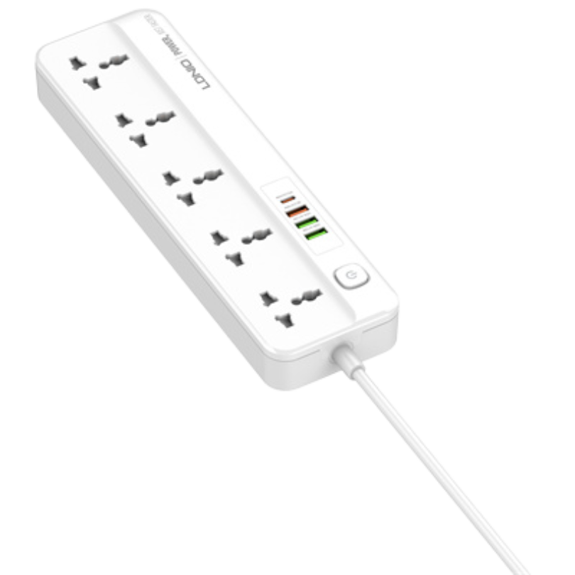 LDNIO SC5415 2500W Defender Series 5Ports Universal Power Socket White EU Plug