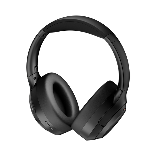 Login L-299 Wireless Headphone Hybrid ANC with noise isolating mic, sleek black design.