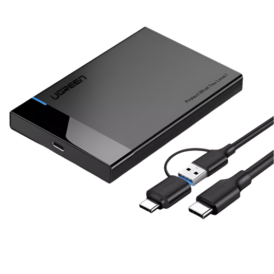 60735 UGREEN USB 3.1 2.5" Hard Drive Enclosure 6G with USB-A to USB-C Cable + USB-C to USB-C Cable