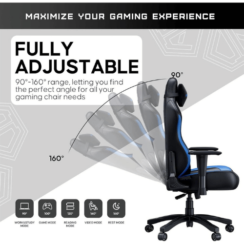 AD18-48-BS-PV  Anda Seat Luna Large Gaming Chair (BLACK & BLUE SERIES)