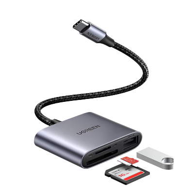 80798 UGREEN USB-C to SD/TF + USB 2.0 Memory Card Reader