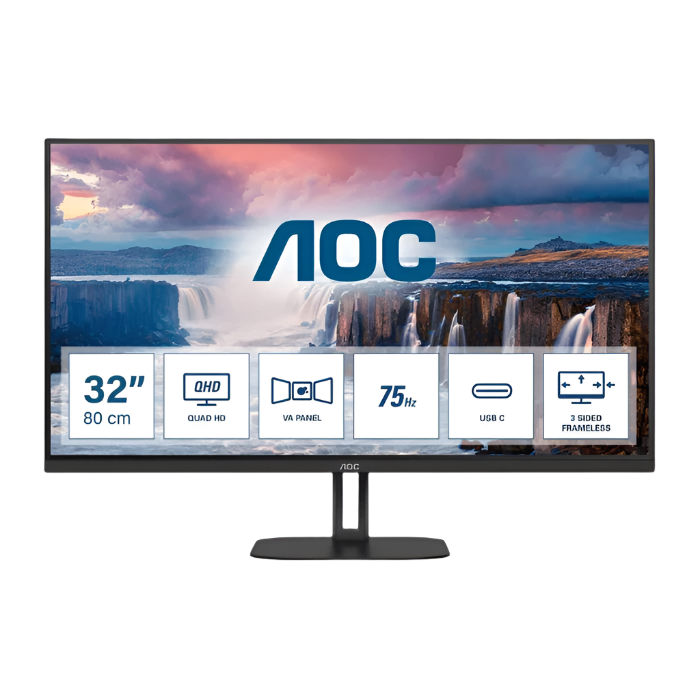 AOC Q32V5CE - 75Hz 2K 1440p QHD VA 32" Sleek Home Office Monitor