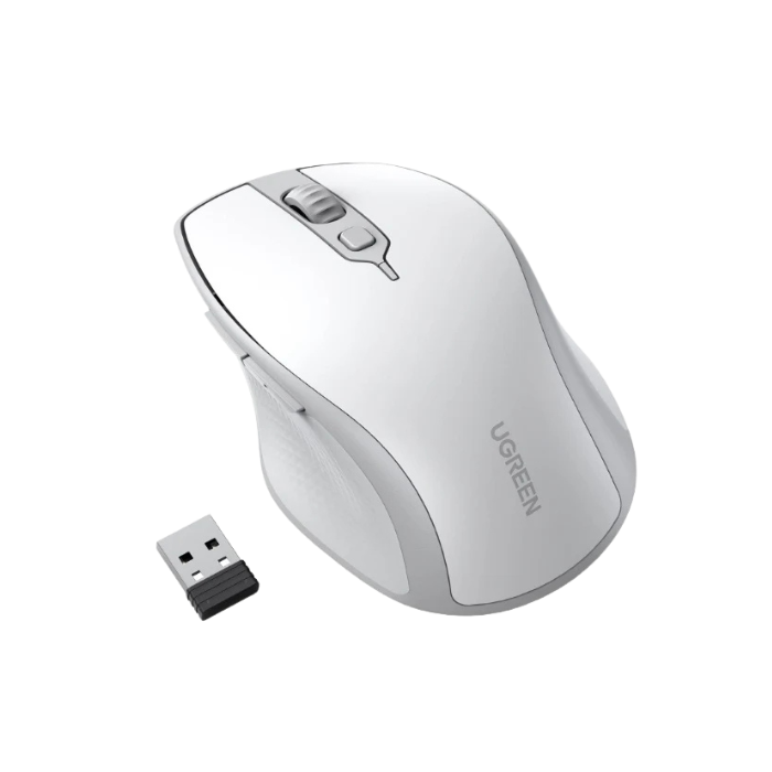 15805 Ergonomic Contoured-Shape Design Wireless Mouse 2.4 GHz&BT White