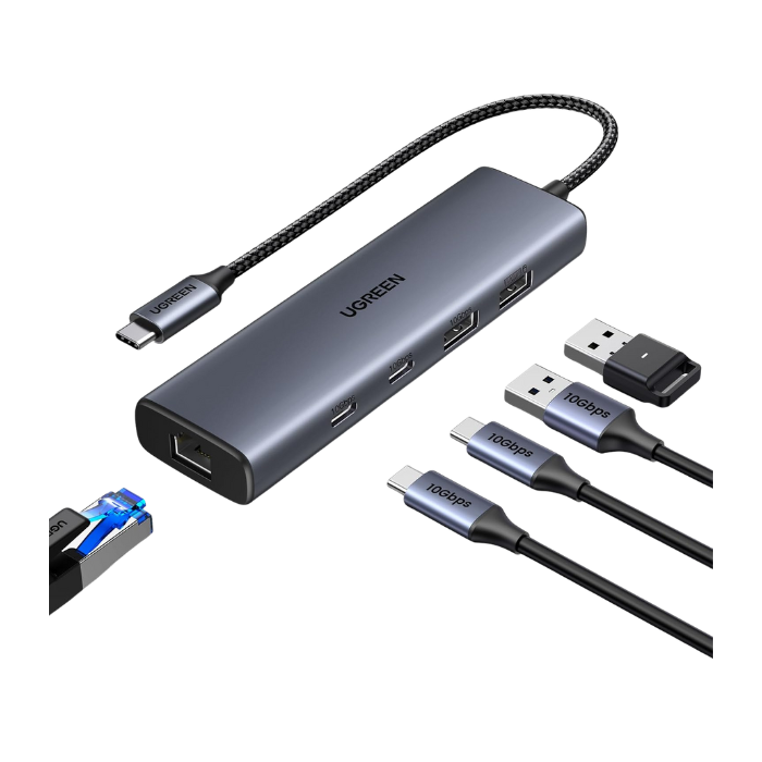 45320  USB 3.2 C to USB-A 3.2+USB-A 2.0+2* USB-C 3.2 Converter + Gigabit with USB- C Power Port"