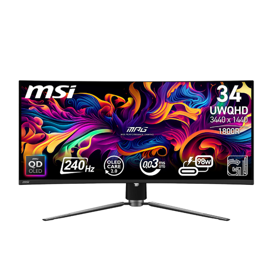 MSI MPG 341CQPX (QD O LED Panel, Res: 3440 x 1440 (UHD), 240Hz, 0.03ms GTG, G Sync ) Curved