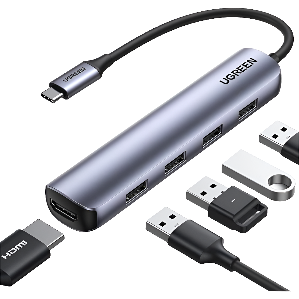 20197 UGREEN USB-C to 4*USB 3.0+HDMI Adapter