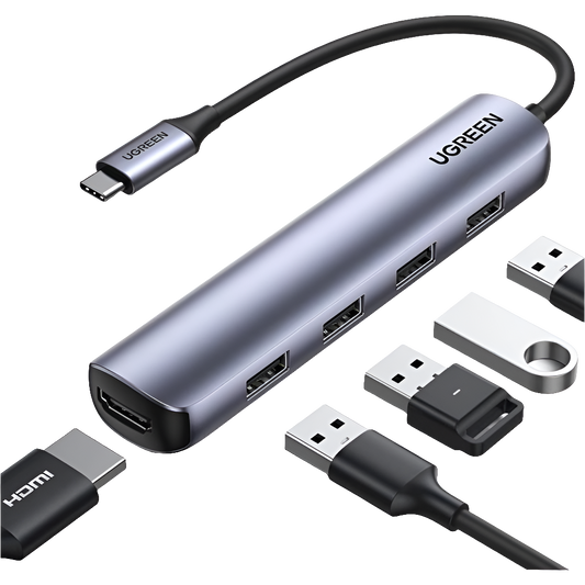 20197 UGREEN USB-C to 4*USB 3.0+HDMI Adapter