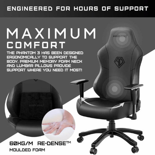 Anda Seat Phantom 3 XL Leather Gaming Chair - Stormy Black