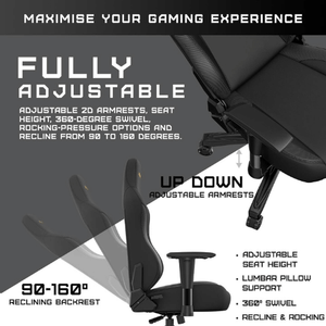 Anda Seat Phantom 3 XL Leather Gaming Chair - Stormy Black