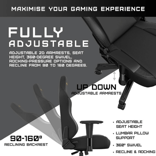 Anda Seat Phantom 3 XL Leather Gaming Chair - Stormy Black